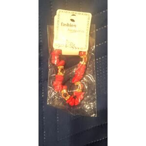 Beaded eye bracelet red gold